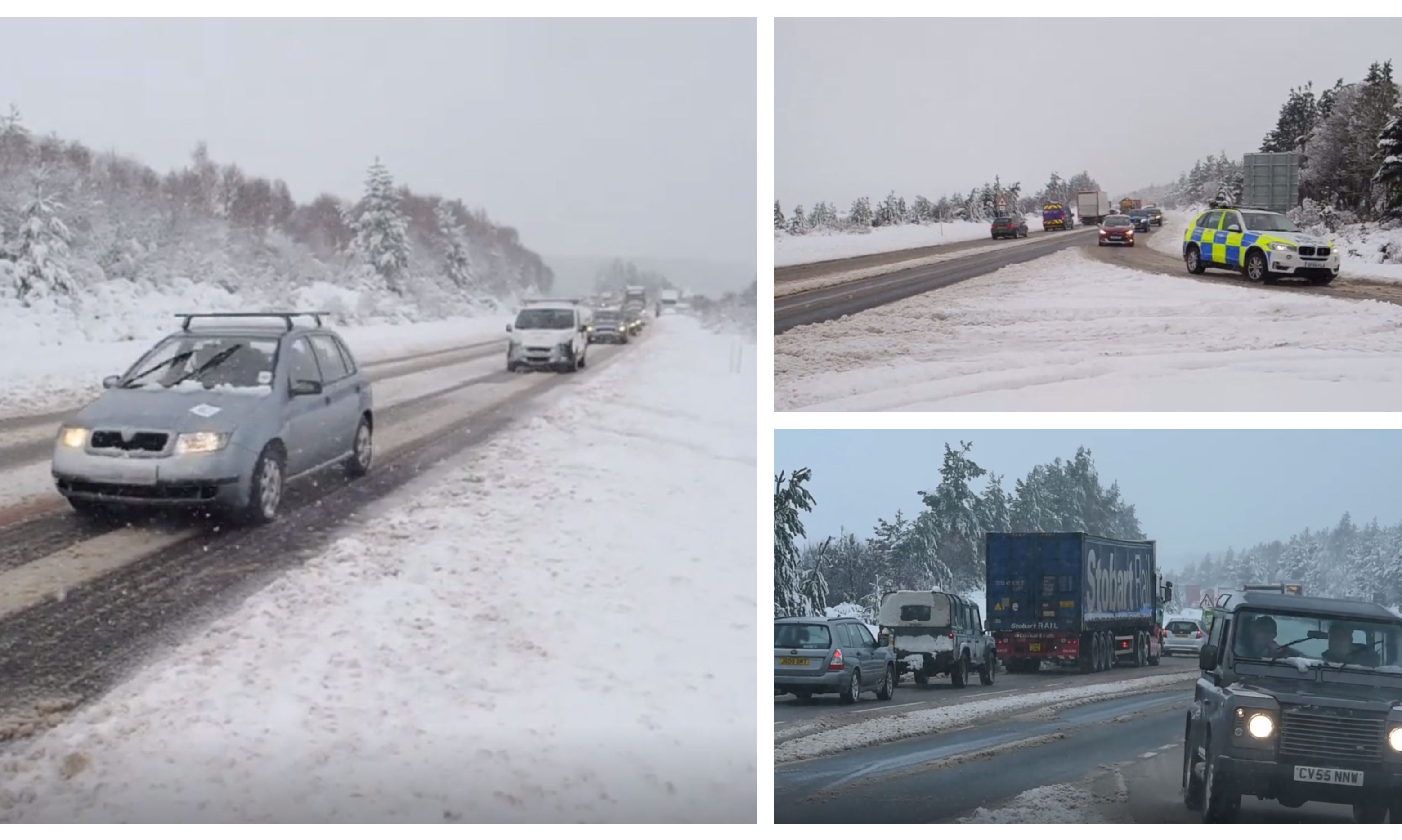 Heavy snowfall closes A9 as winter weather and wind brings road