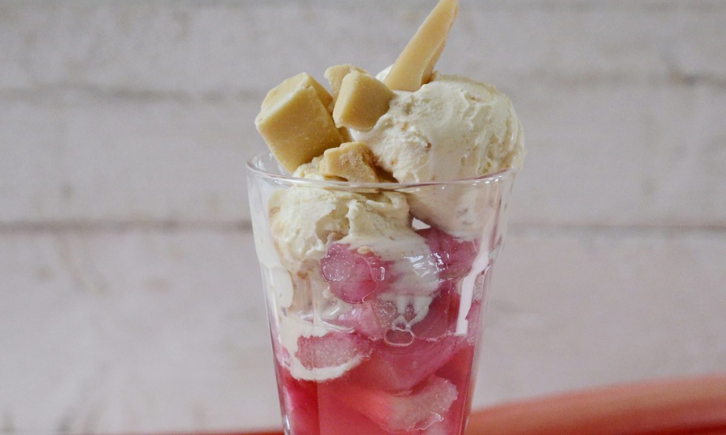 Recipe: Rhubarb and ginger sundae with tablet and vanilla ice cream