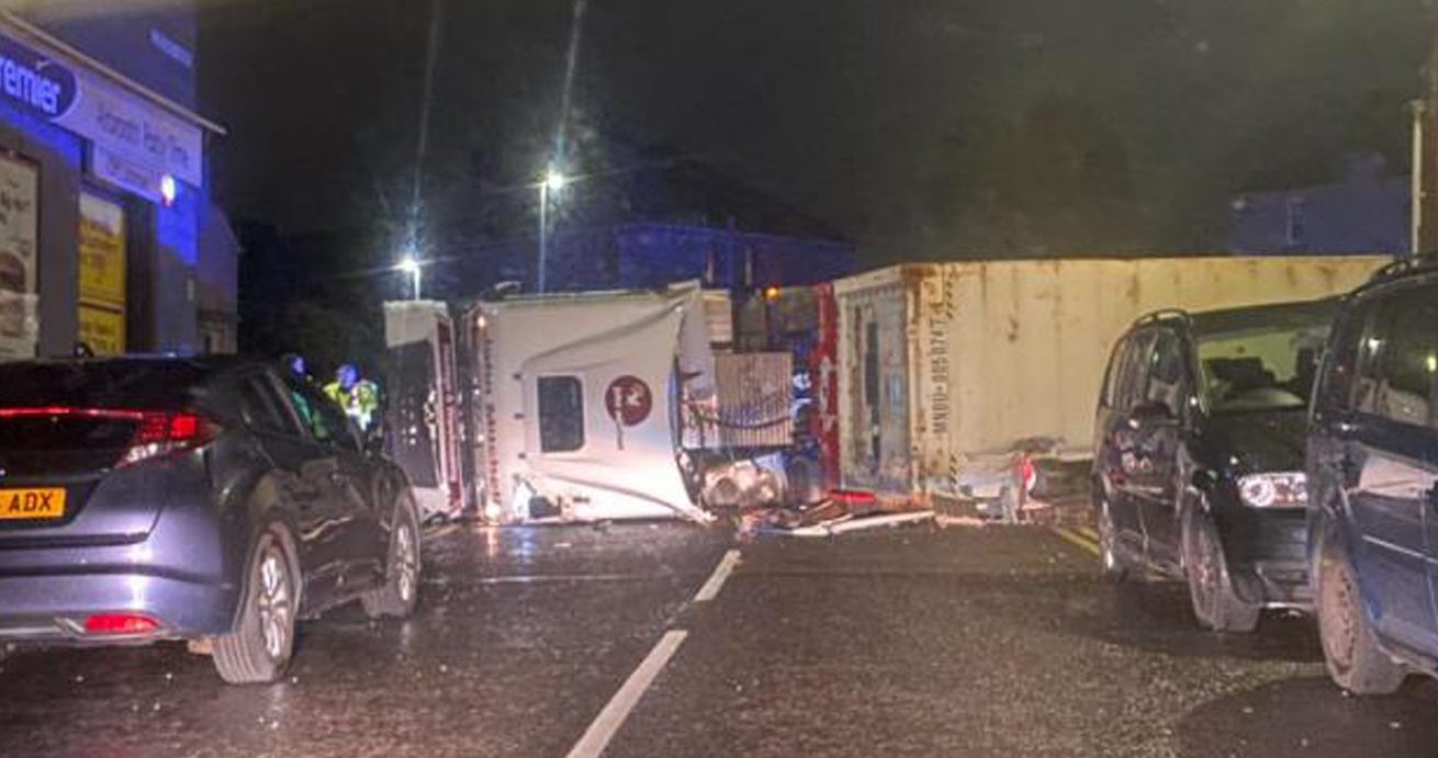 Man in hospital after lorry overturns in residential Arbroath street