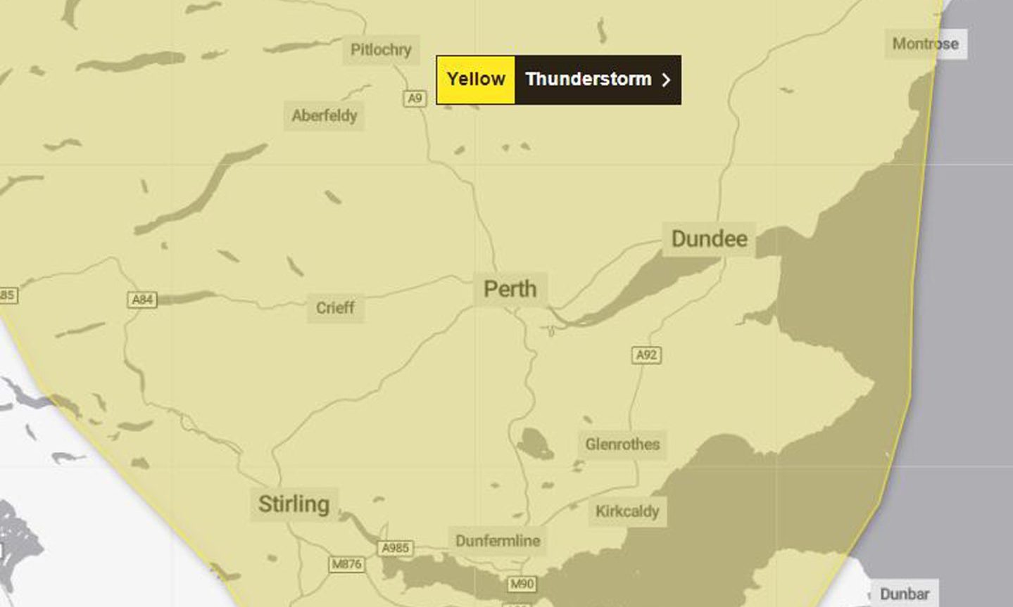 Another warning for thunderstorms across Tayside, Fife and Stirling