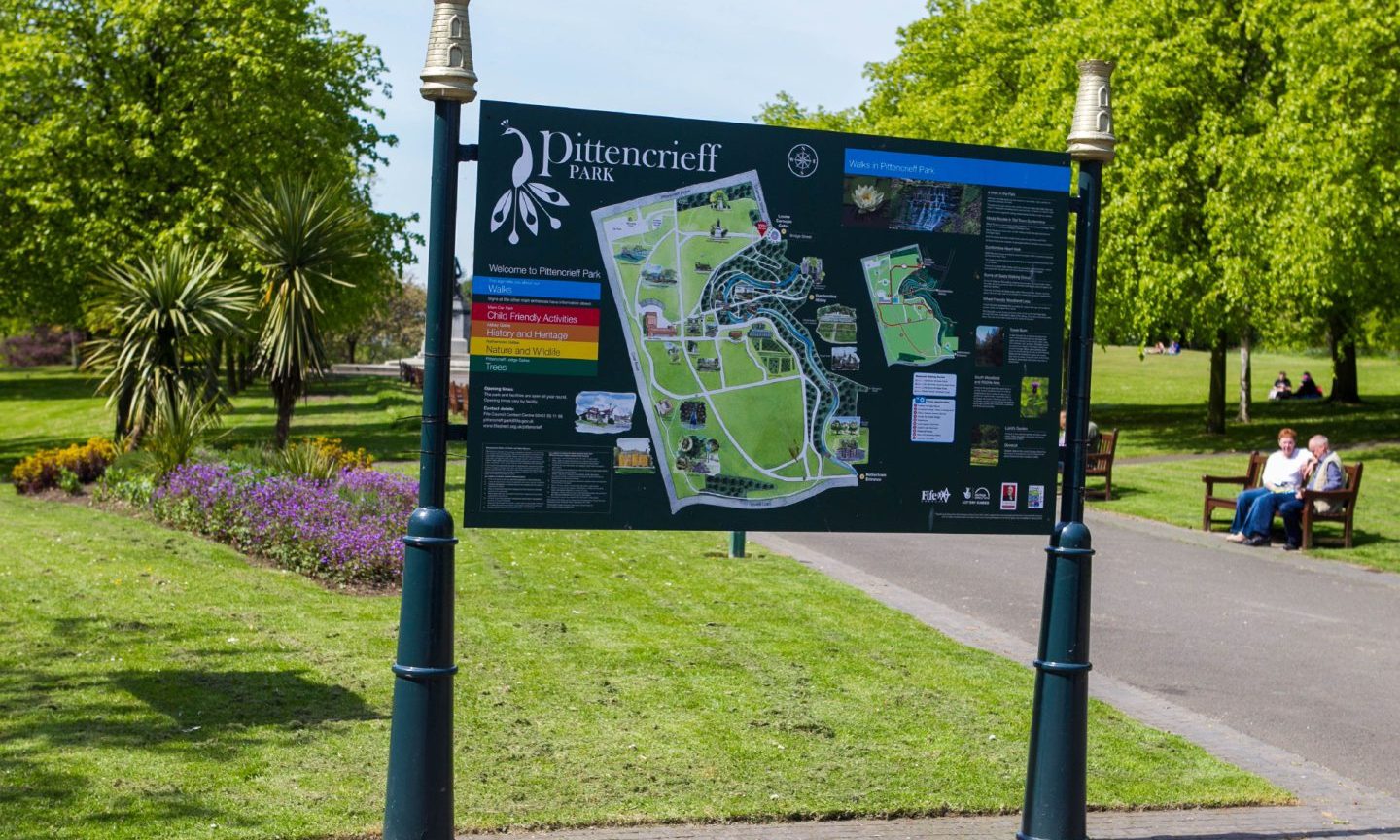 Firefighters at Dunfermline’s Pittencrieff Park as dog stuck in sewer